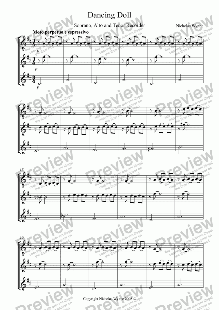 page one of Dancing Doll for Recorder Trio