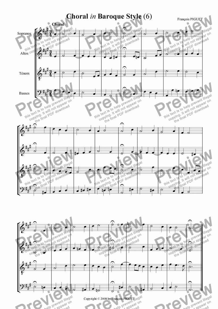page one of Choral in Baroque Style N� 6