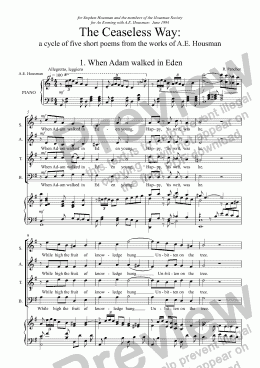 page one of The Ceaseless Way (for Choir and Baritone solo)