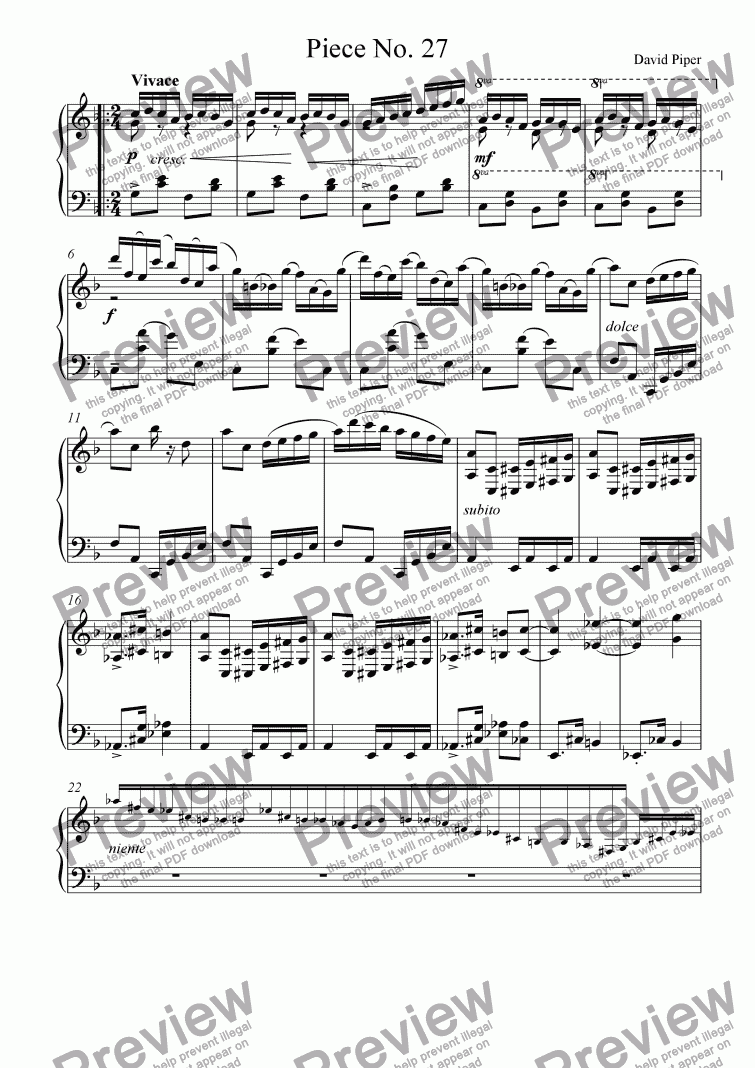 page one of Piece No. 27