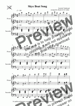 page one of SKYE BOAT SONG  (Piano Duet)