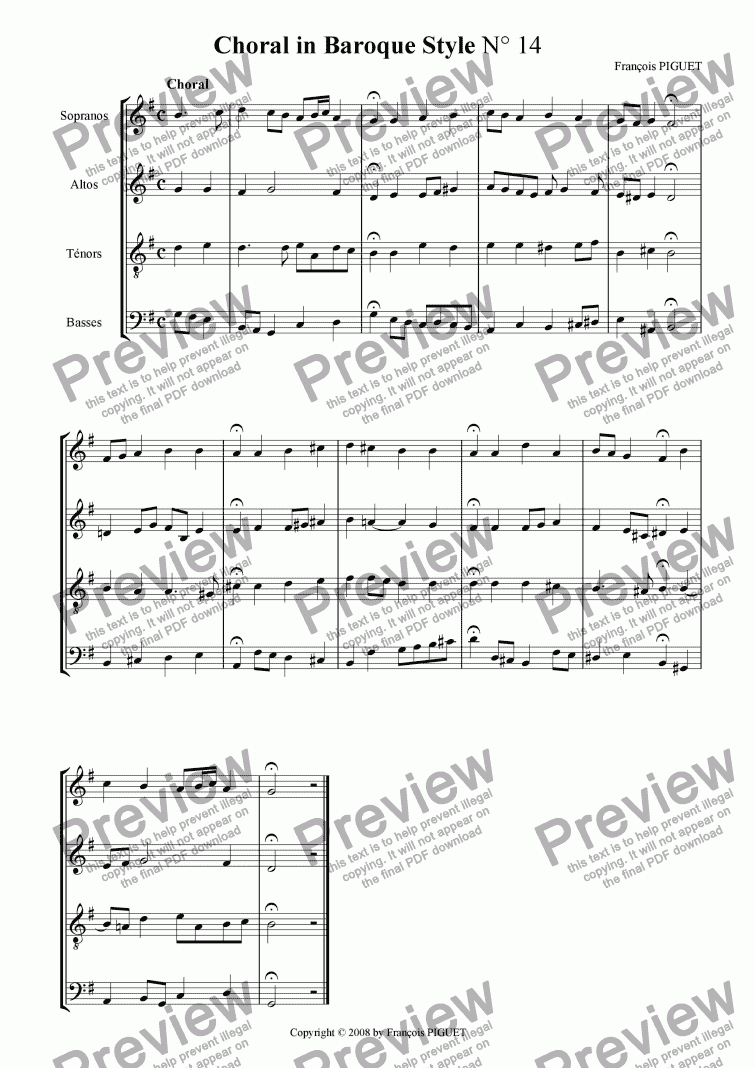 page one of Choral in Baroque Style N� 14