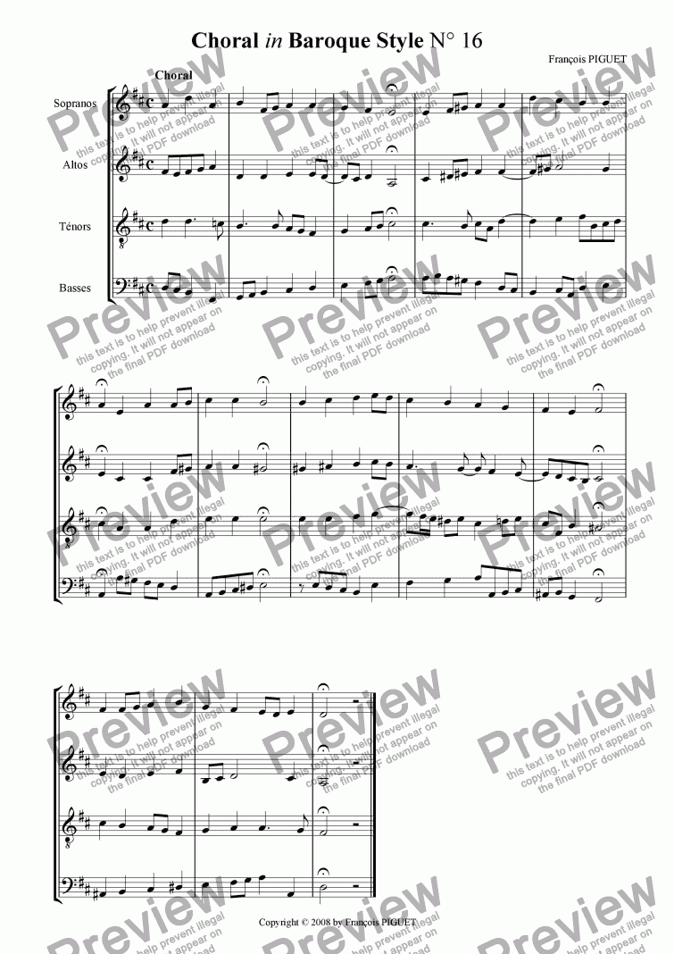 page one of Choral in Baroque Style N� 15