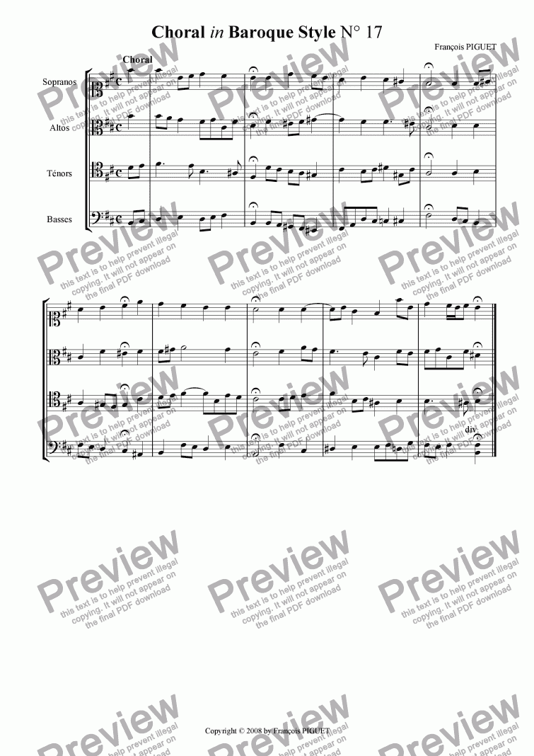 page one of Choral in Baroque Style N� 16b