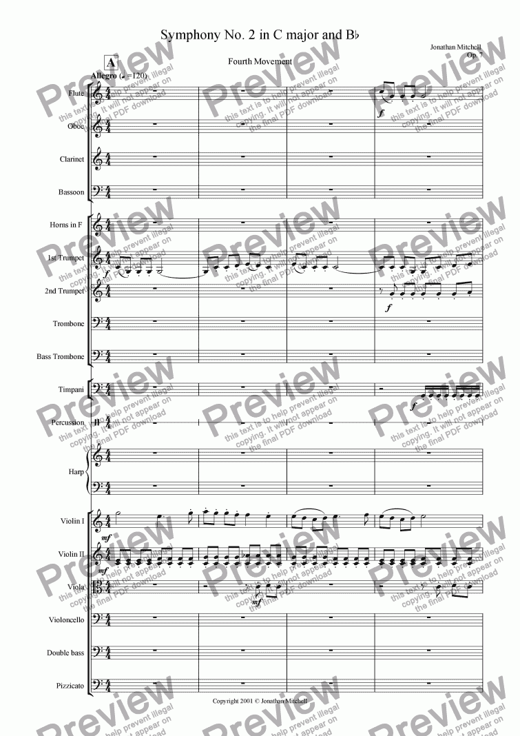page one of Symphony No.2 Fourth Movement Op 7