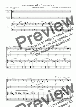 page one of Brooks-Davies: Communion anthem: Jesu, we come with rev’rence and love (based on the Eriskay lullaby) SATB choir + keyboard