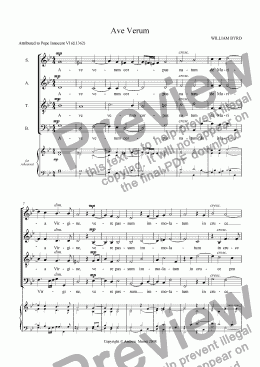 page one of ’Ave Verum Corpus’ for SATB