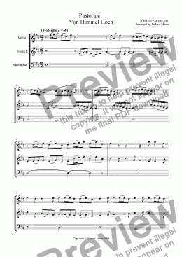 page one of ’Pastorale - Von Himmel Hoch’ for String Trio