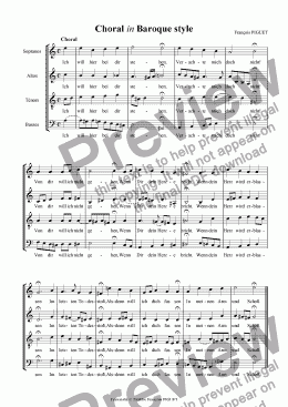 page one of "Ich bin hier" Choral in Baroque style