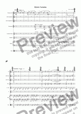 page one of Hybris Variations (juvenilia, mixed ensemble)