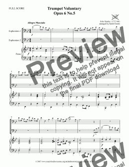 page one of Stanley Trumpet Voluntary for Two C Euphoniums/Trombones  & Piano