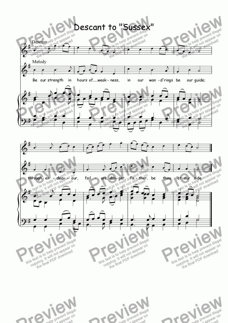 page one of Descant (vocal/instrumental) to Sussex