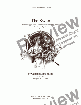 page one of The Swan / Le Cygne for viola and guitar