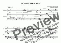 page one of Air on the G String from the Suite No. 3 in D for Solo Cello & Keyboard