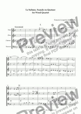 page one of ’La Sultane, Soande eu Quatuor’ for Wood Quartet