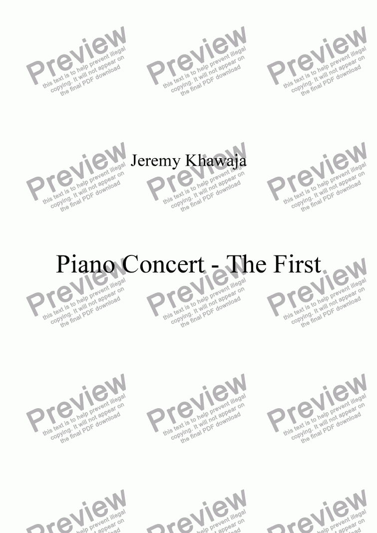page one of Piano Concert - The First