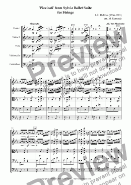 page one of ’Pizzicati’ from Sylvia Ballet Suite for Strings
