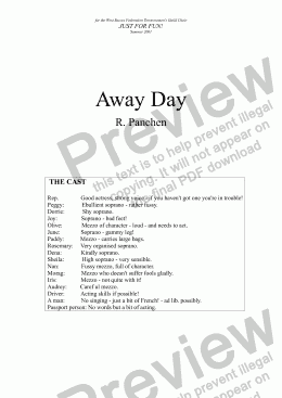 page one of Away Day (a mini-musical for SSA Choir)
