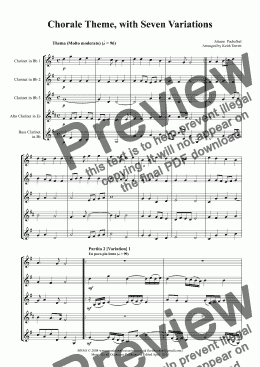 page one of Chorale Partita with Seven Variations for Clarinet Ensemble