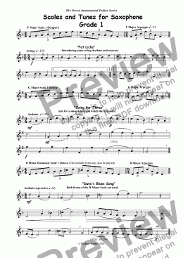 page one of Scales & Tunes for Grade 1 Saxophone