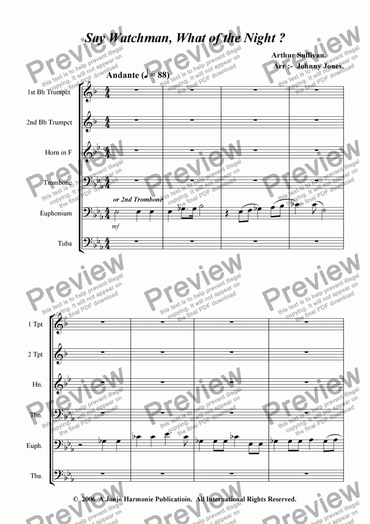 page one of Say Watchman, What of the Night ?   ( School 6 Brass + )