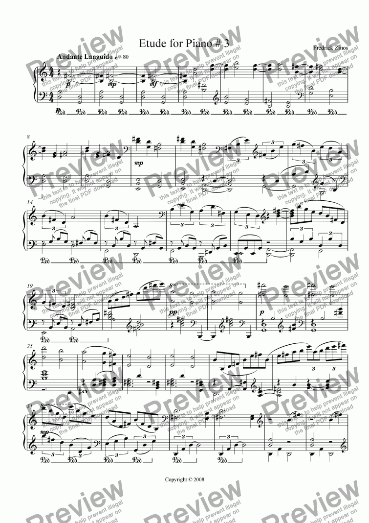 page one of Etude for Piano #3