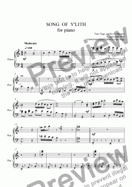 page one of Song of Y'Lith (for piano)