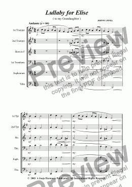 page one of Lullaby for Elise  ( 6 Brass + )