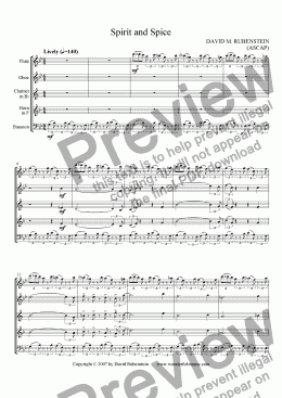 page one of Spirit and Spice (for woodwind quintet)