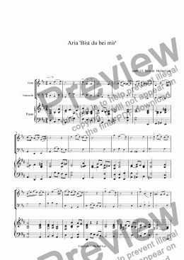 page one of Aria 'Bist du bei mir' by J.S. Bach arr for Piano Trio