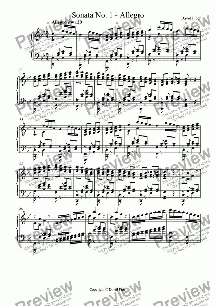 page one of Sonata No. 1 - Allegro