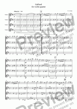 page one of GALLIARD - for four violins