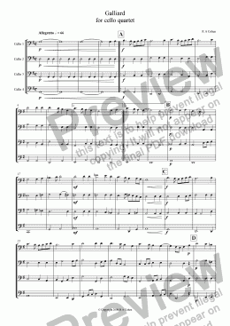 page one of GALLIARD - for four cellos