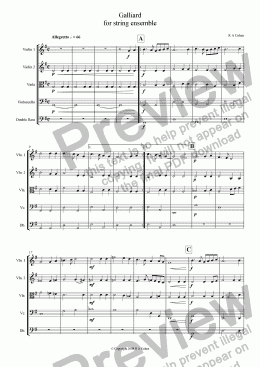 page one of GALLIARD - for string ensemble