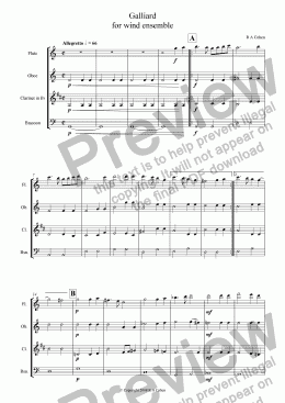 page one of GALLIARD - for wind quartet