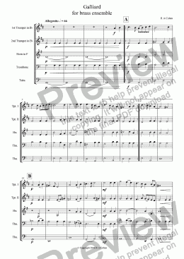 page one of GALLIARD - for brass ensemble