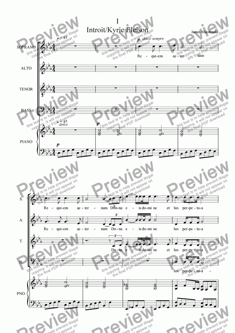 page one of Requiem - I:  Introit / Kyrie Eleison