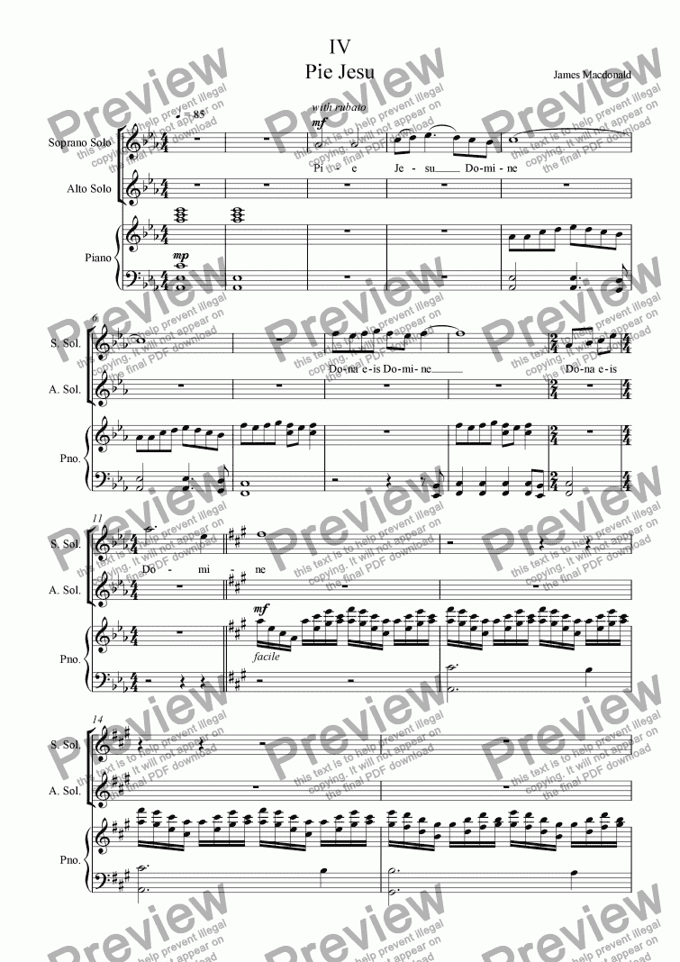 page one of Requiem - IV: Pie Jesu
