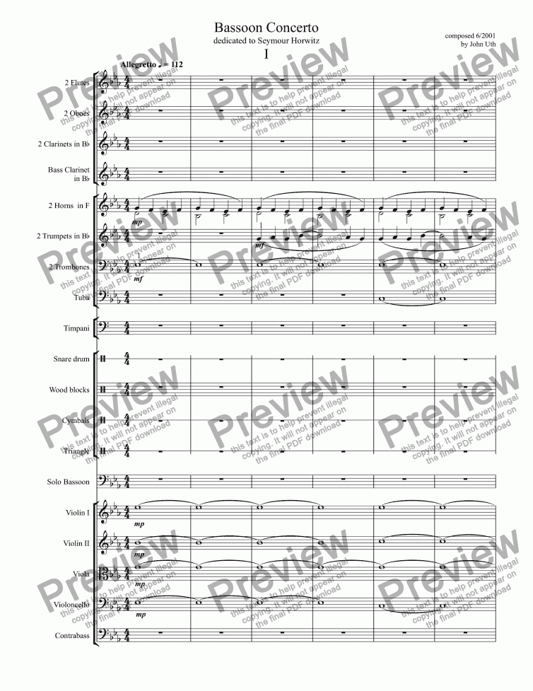 page one of Bassoon Concerto