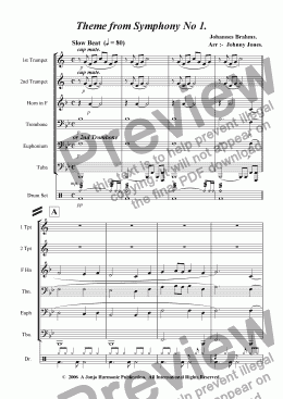 page one of Theme from Symphony No 1  (Slow Beat  6 + Brass and Drums)