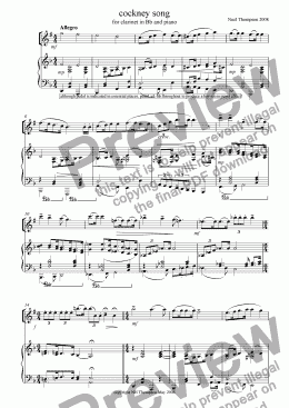 page one of Cockney Song Without Words - Clarinet & Piano