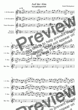 page one of Auf der Sommeralm  Saxophonquartett