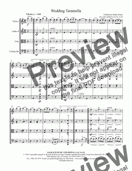 page one of Wedding Tarantella (String Quartet)