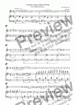 page one of Cockney Song Without Words No.3 Trumpet & Piano