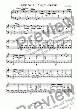 page one of Sonata No. 1 -  Allegro Con Brio