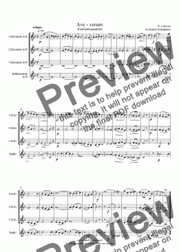 page one of Ave verum W.A.Mozart (Klarinettenquartett)