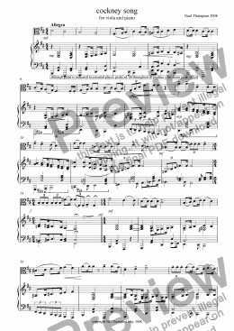 page one of Cockney Song -Viola and Piano