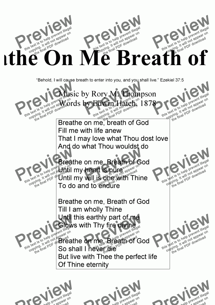 page one of Breathe On Me Breath of God-Solo version