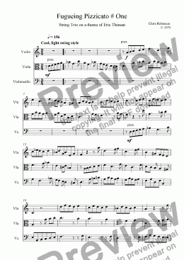 page one of Fugueing Pizzacato # One - for String Trio
