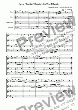page one of Opera "Rodrigo" HWV.5 Overture for Wood Quartet